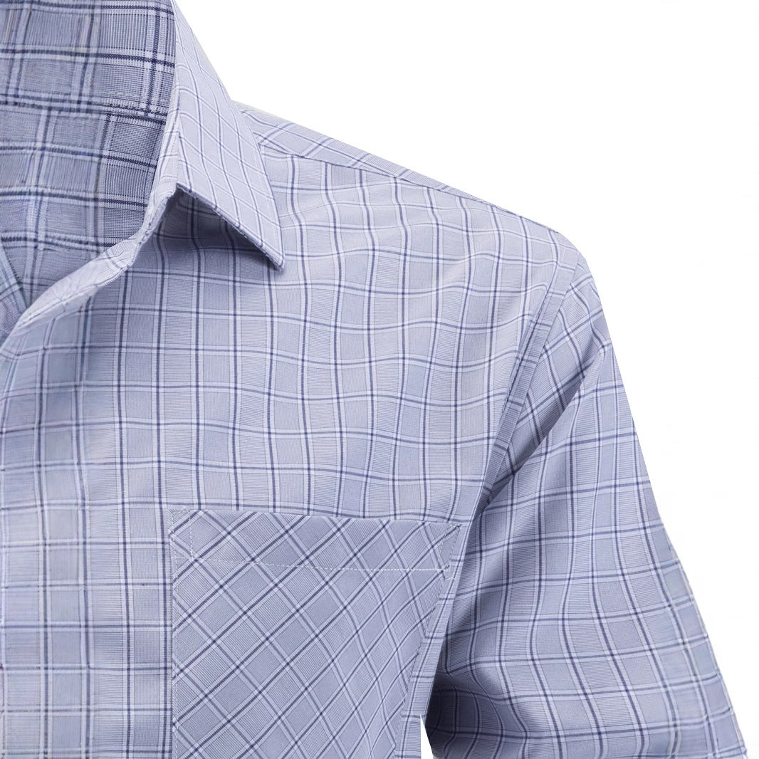 Men's Checkered Long Sleeve Shirt with Chest Pocket Lisslune
