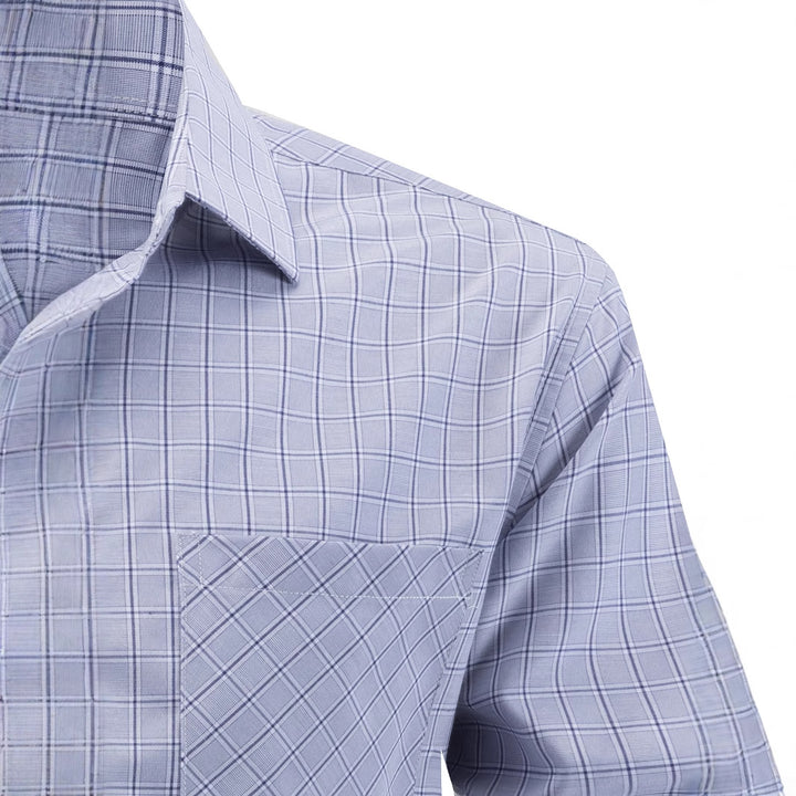 Men's Checkered Long Sleeve Shirt with Chest Pocket Lisslune