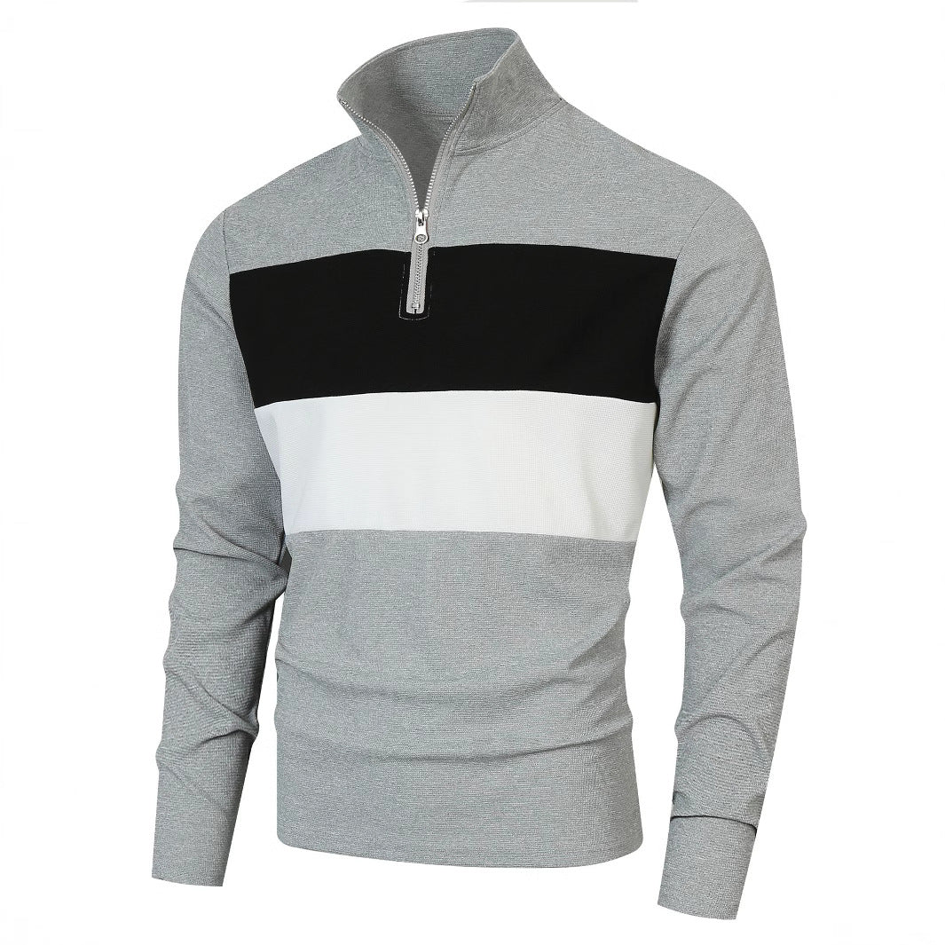 Men's sporty pullover with stand-up collar and deep zipper Lisslune