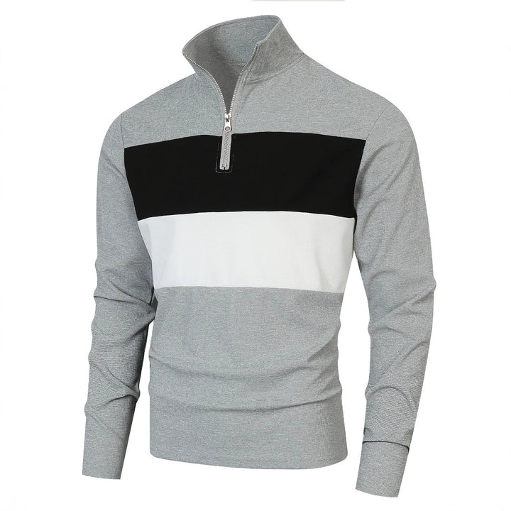 Men's sporty pullover with stand-up collar and deep zipper Lisslune