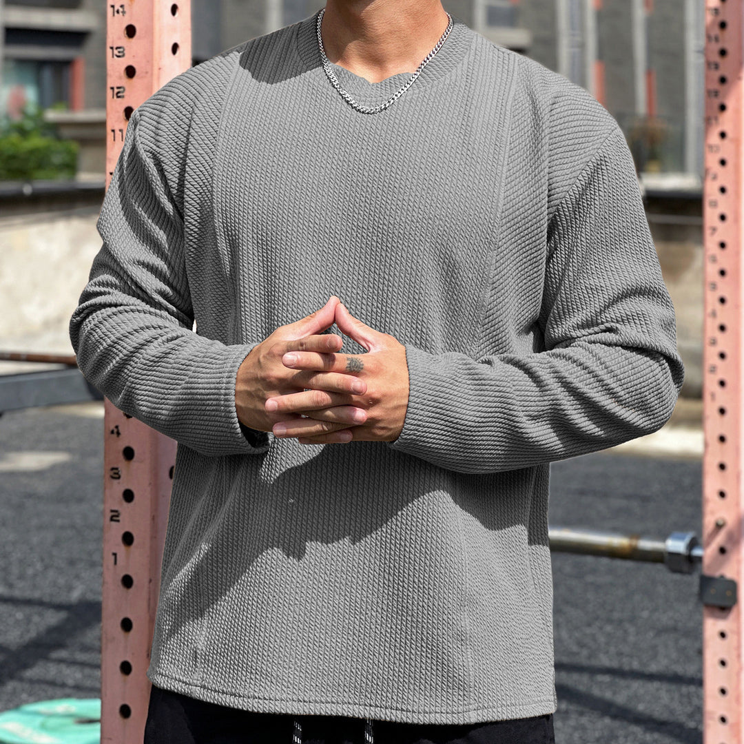 Men's casual sweatshirt made of textured fabric with practical pockets Lisslune