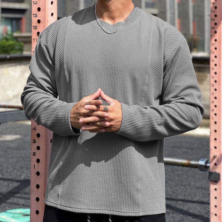 Men's casual sweatshirt made of textured fabric with practical pockets Lisslune