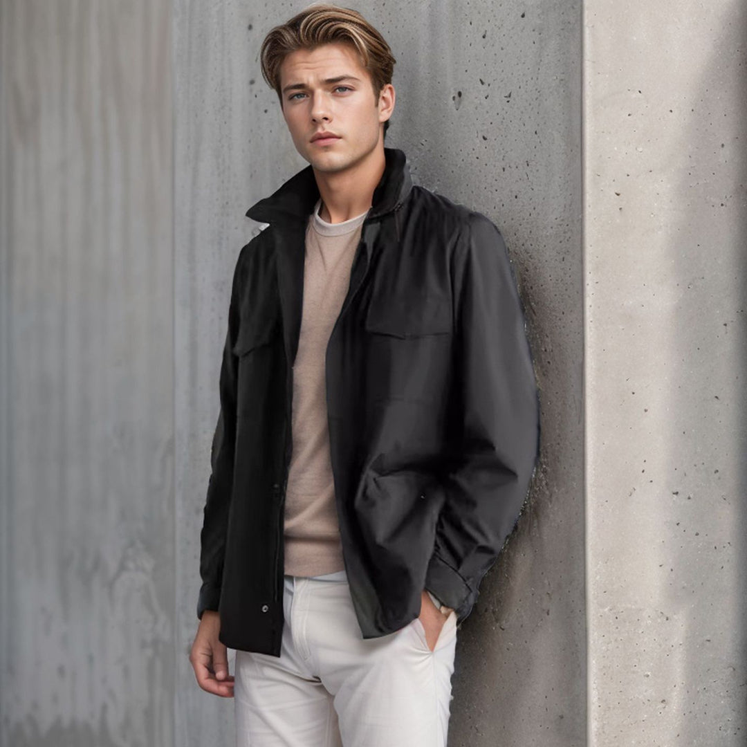 Men's versatile utility jacket with high collar and practical pockets Lisslune