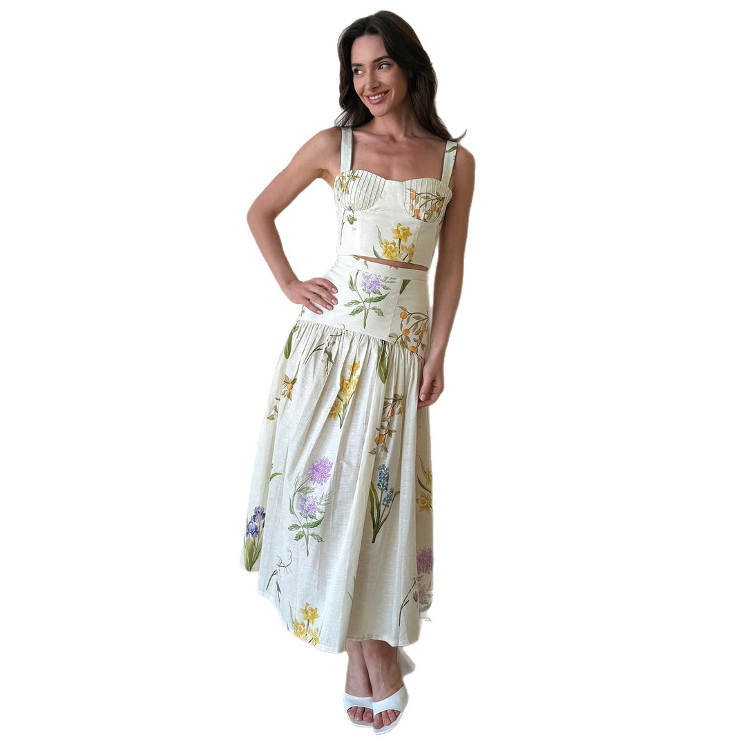 Women Two-Piece Set with Floral Details and Sophisticated Cut Lisslune