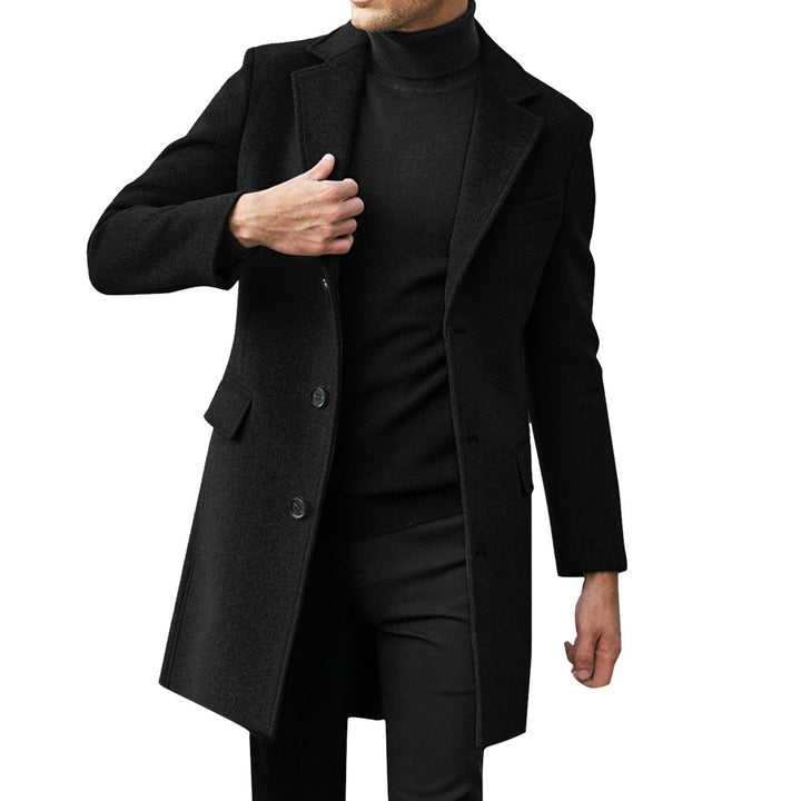 Men's elegant wool coat with classic lapels and concealed buttons Lisslune