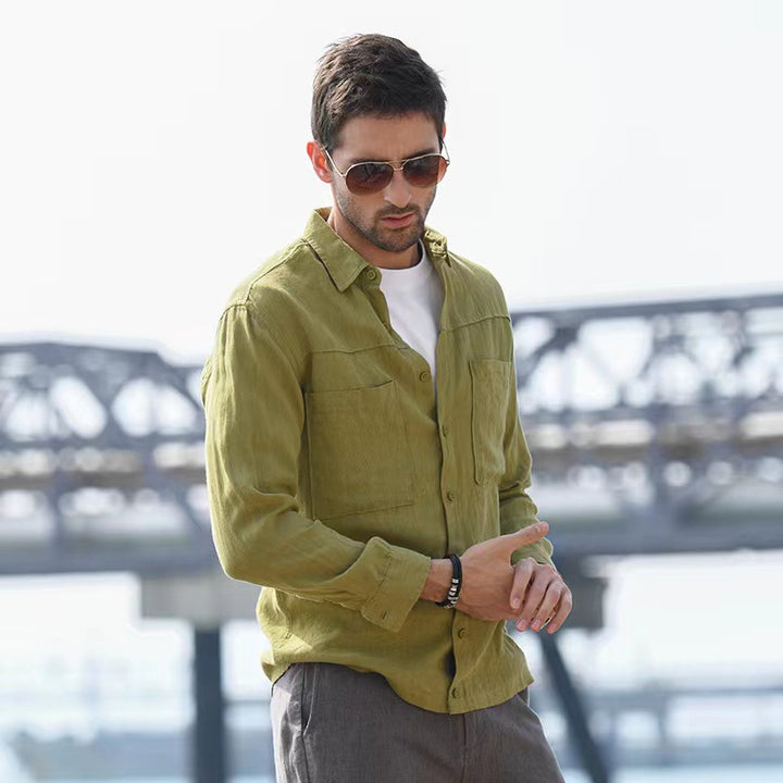 Men's Lightweight Cotton Shirt with Practical Pockets Lisslune