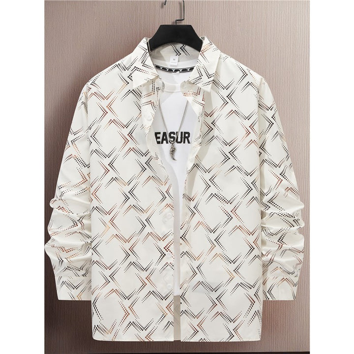 Men's elegant long sleeve shirt with modern pattern and breathable surface Lisslune