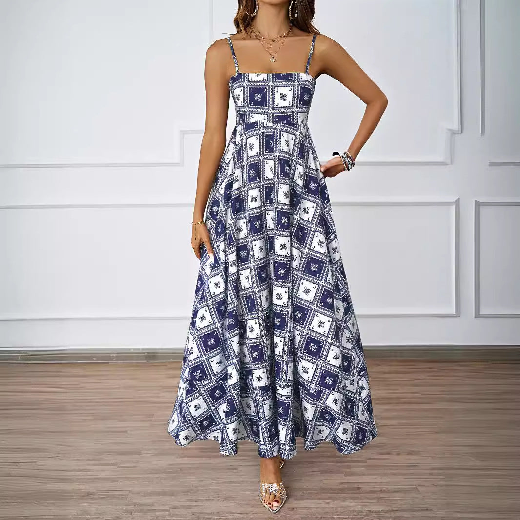 Women’s maxi dress with modern graphic print and loose fit Lisslune