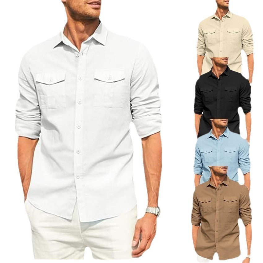 Men's long-sleeve shirt with practical chest pockets Lisslune