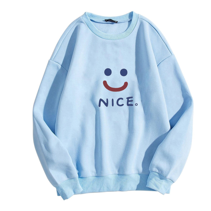 Women casual sweatshirt with cheerful smile motif Lisslune