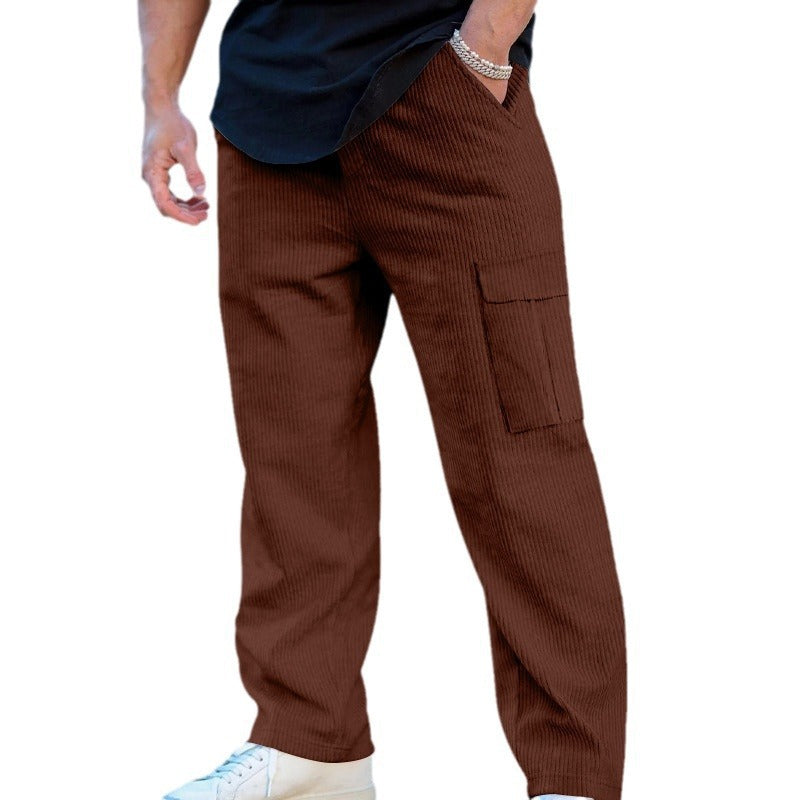 Men's Casual Cargo Pants with Elastic Waistband and Practical Pockets Lisslune