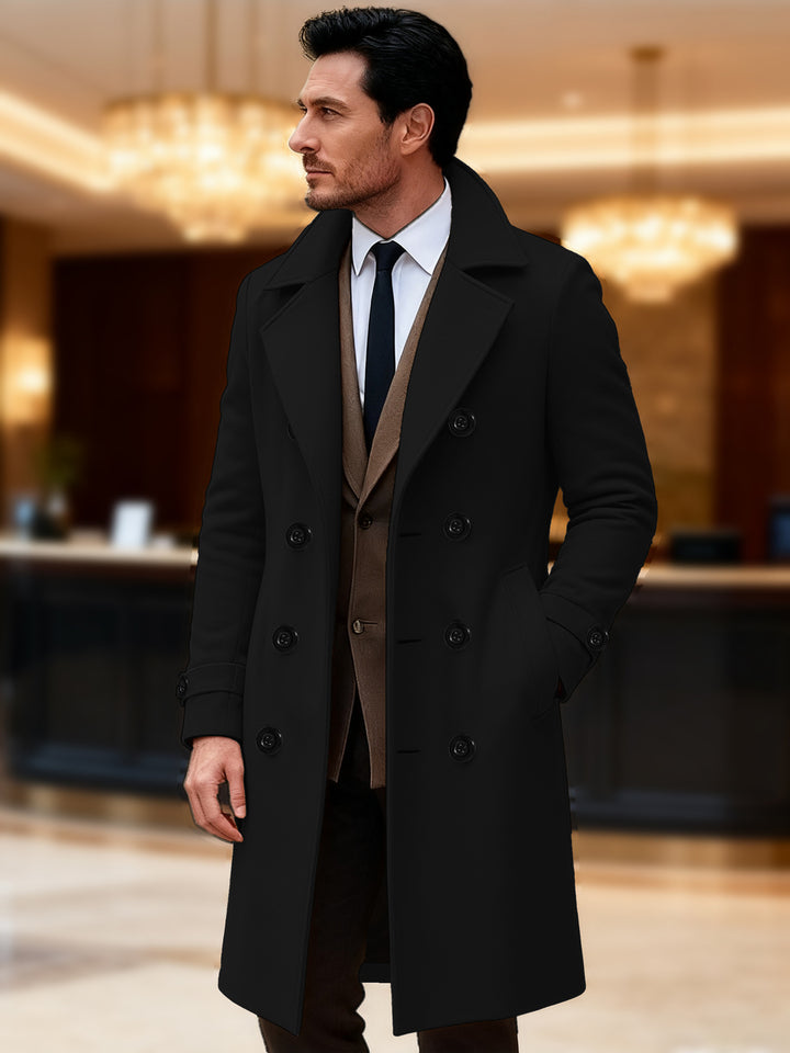 Men's elegant double-breasted wool coat Lisslune