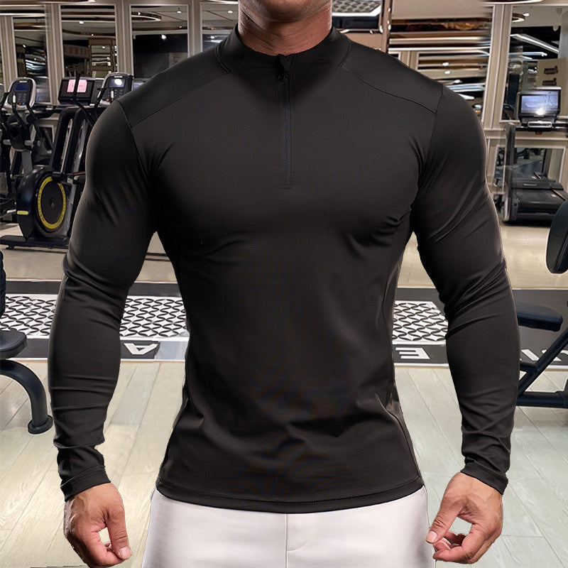 Men's functional shirt with high collar and short zipper Lisslune