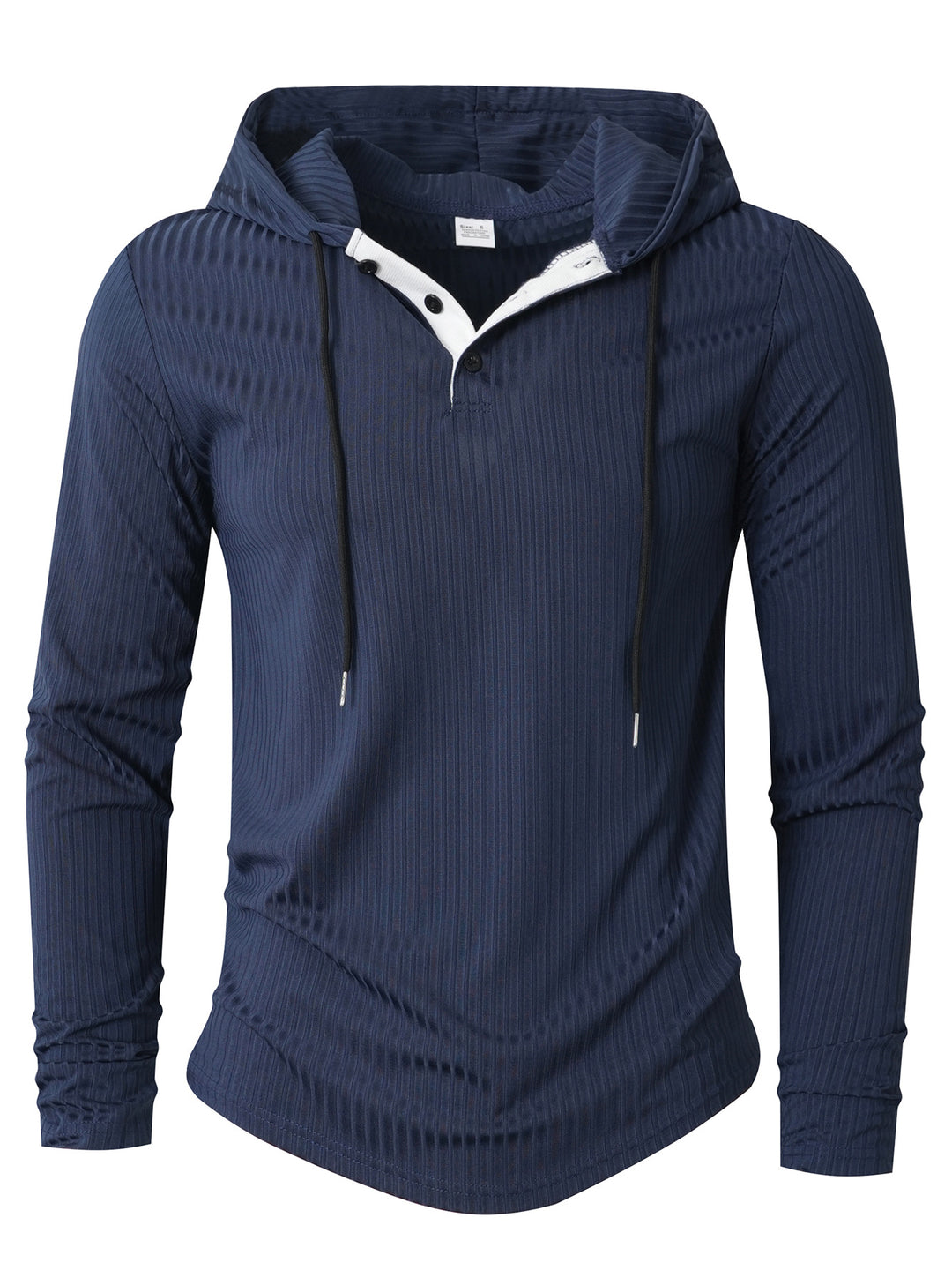 Men's Athletic Long Sleeve Hoodie with Textured Surface Lisslune