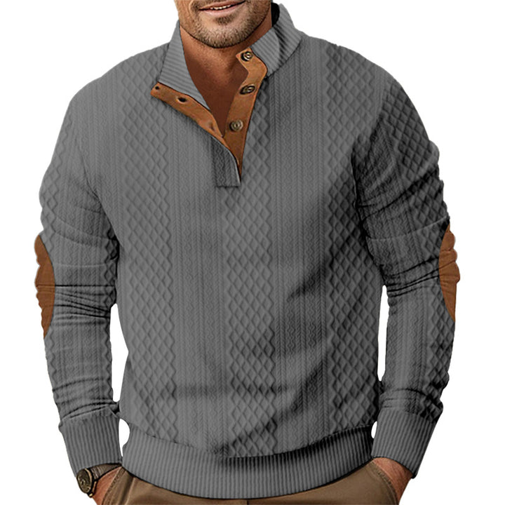 Men's Stylish Sweater with Textured Design and Chester Collar Lisslune