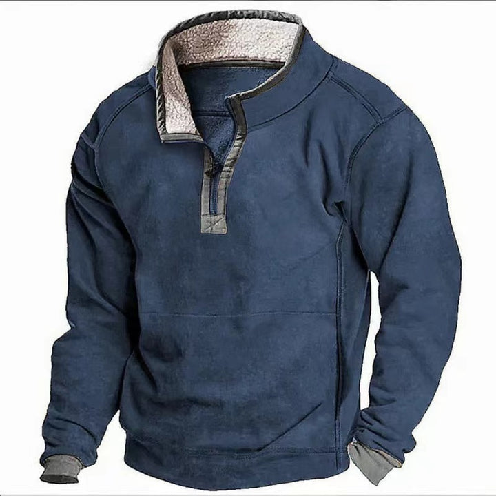 Men's fleece sweater with high collar and practical zipper Lisslune