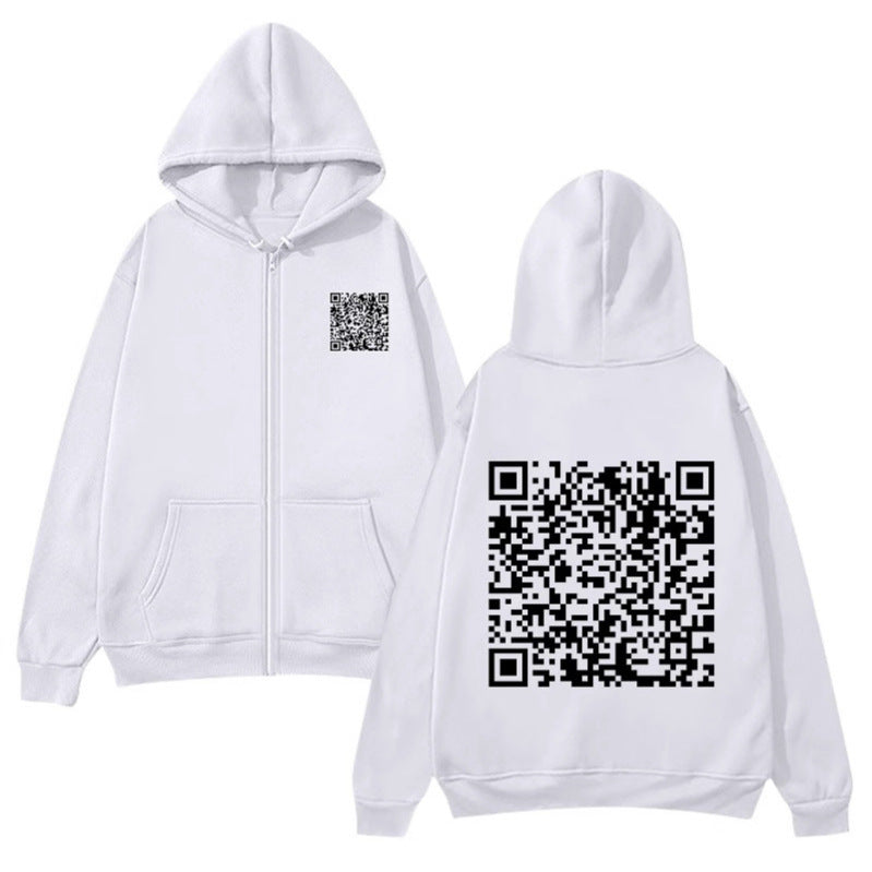 Women's hoodie jacket with QR code design and soft fleece Lisslune