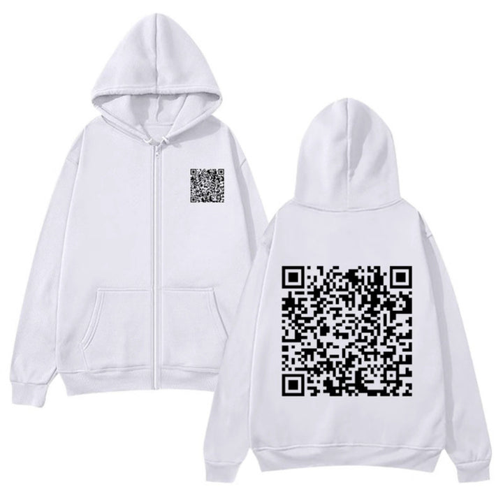 Women's hoodie jacket with QR code design and soft fleece Lisslune