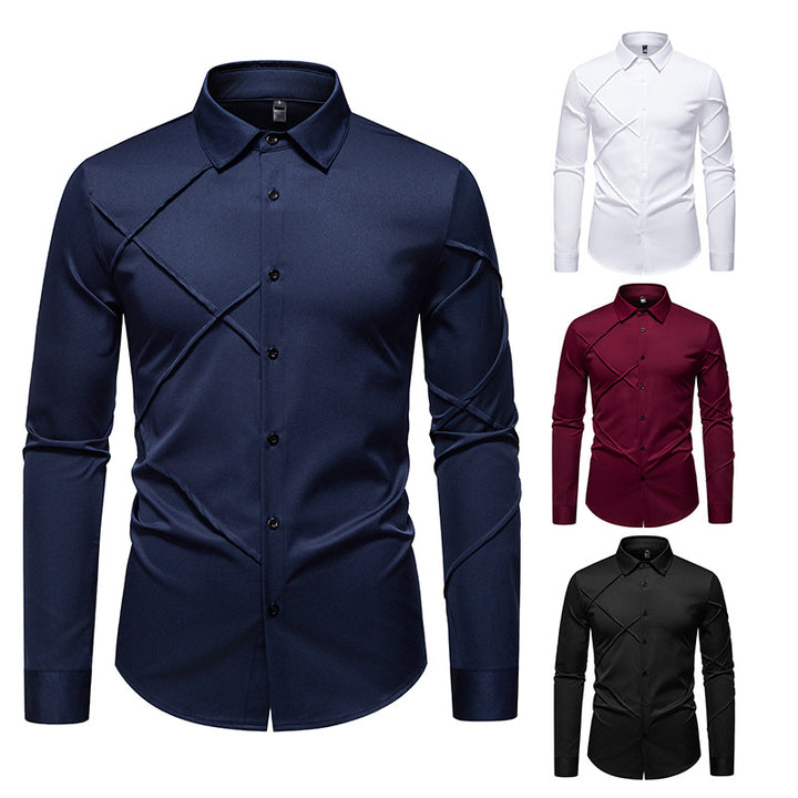 Men's Elegant Shirt with Innovative Cut and Stylish Accents Lisslune