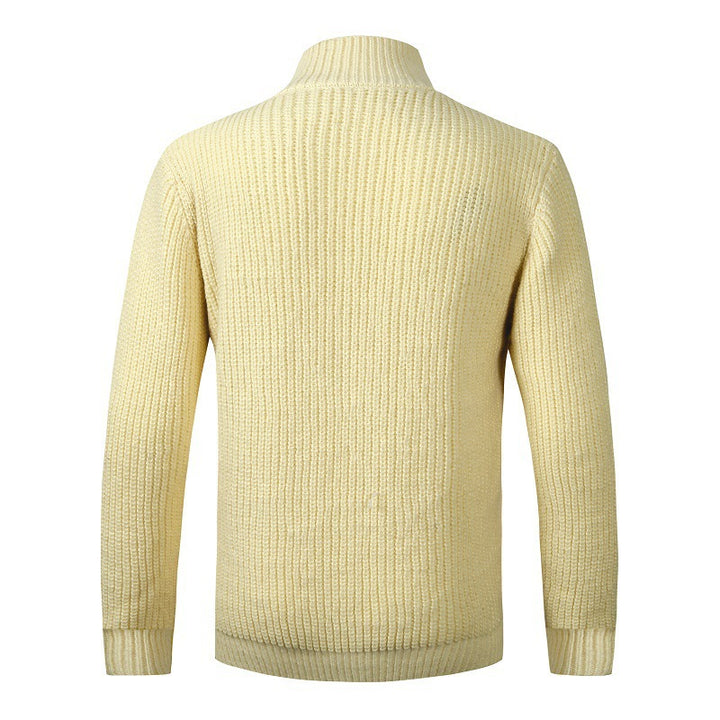 Men's fashionable knitted cardigan with high collar and button details Lisslune