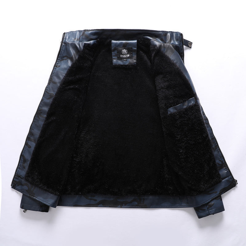 Men's Stylish Camouflage Leather Jacket Lisslune