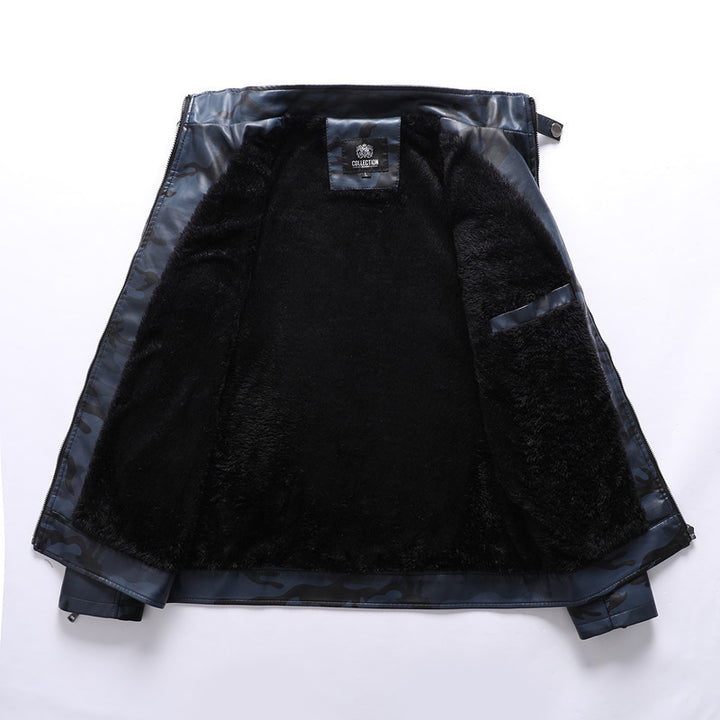 Men's Stylish Camouflage Leather Jacket Lisslune