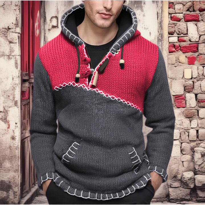 Men's hoodie with unique zigzag pattern and high-quality knit structure Lisslune