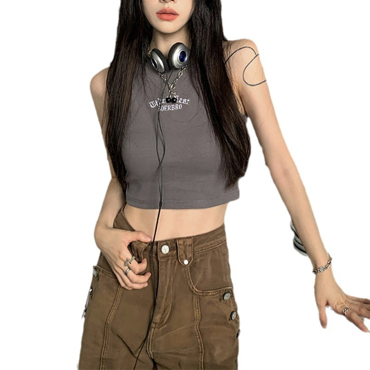 Women’s Crop Top with High Collar and Subtle Logo Lisslune