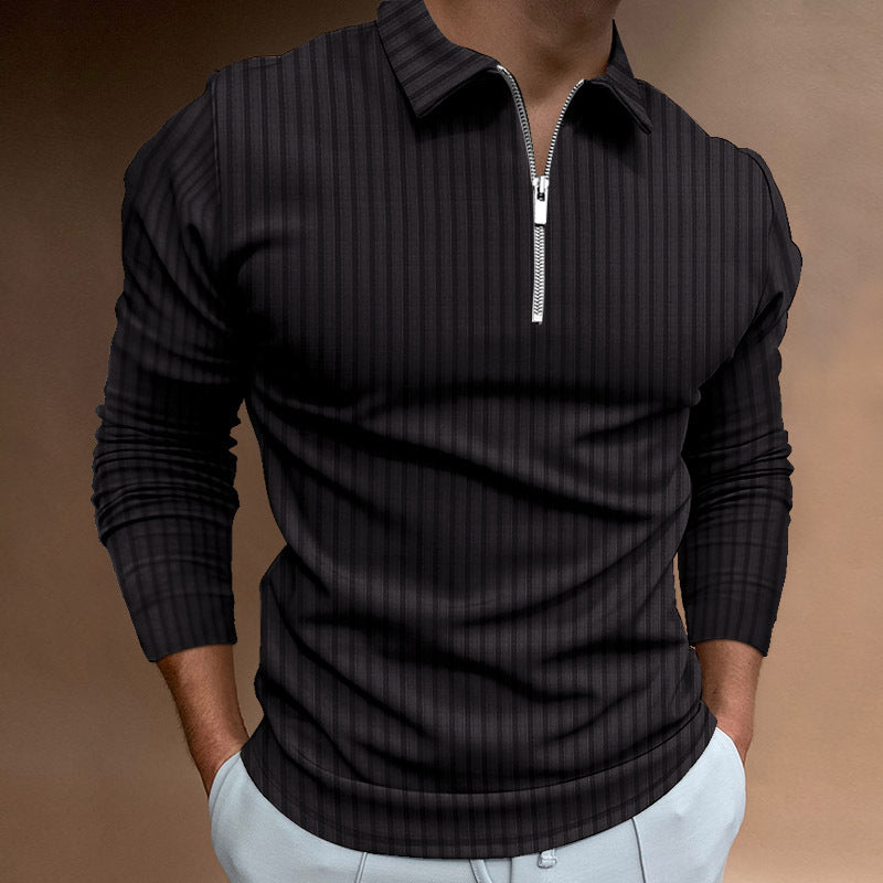 Men's Long Sleeve Polo Shirt with Zipper Lisslune