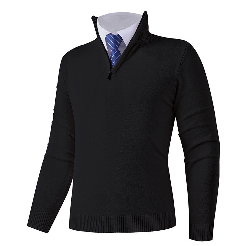 Men's knitted sweater with modern zipper and elastic hem Lisslune