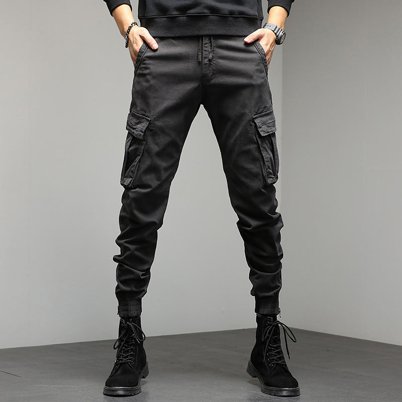 Men's cargo pants with elastic waistband and practical side pockets Lisslune