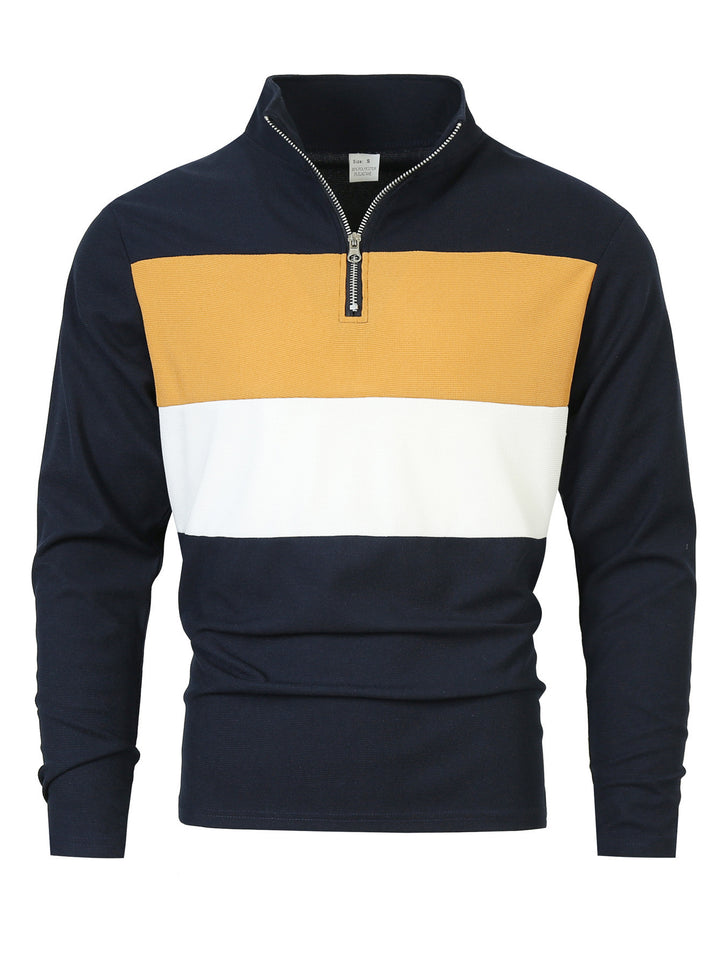 Men's zip sweater with fashionable color cut and comfortable style Lisslune