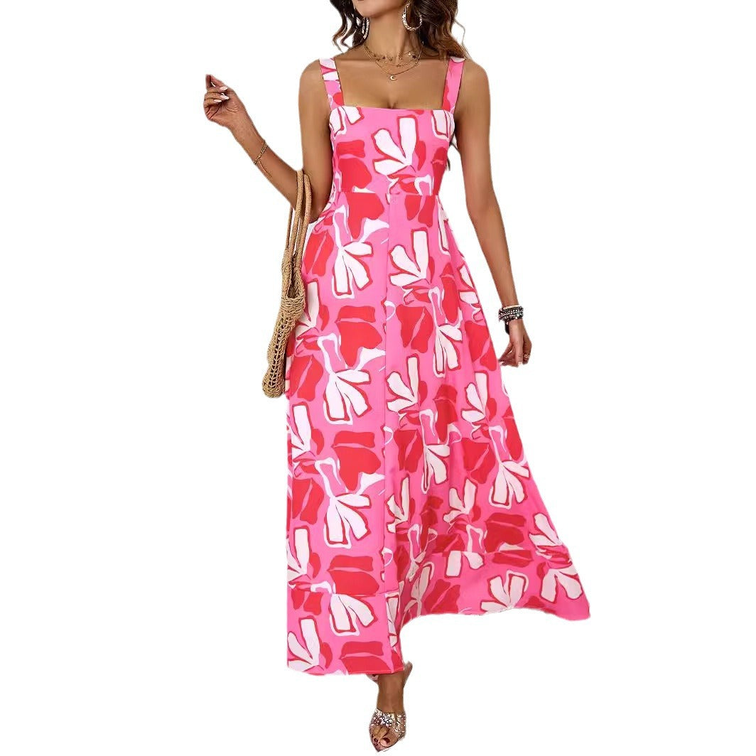 Ladies maxi dress with modern floral design and flattering silhouette Lisslune