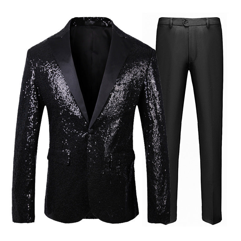 Men's Glittering Tuxedo Set with Elegant Cut Lisslune