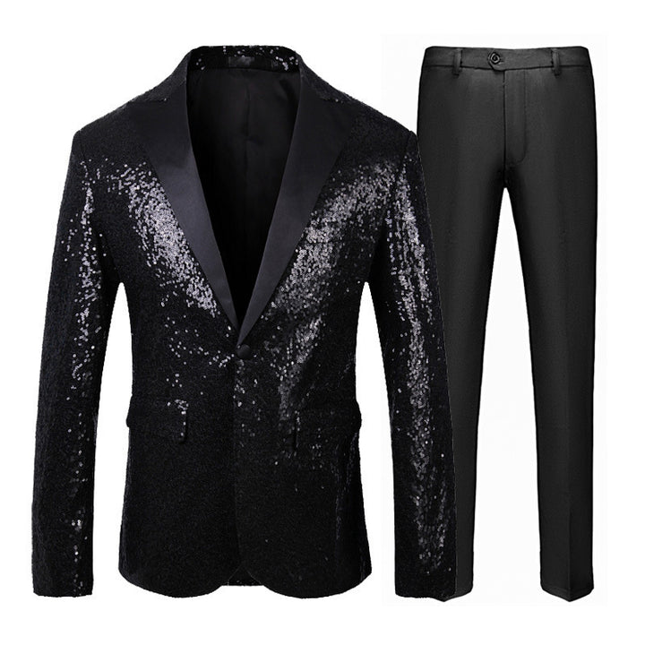 Men's Glittering Tuxedo Set with Elegant Cut Lisslune