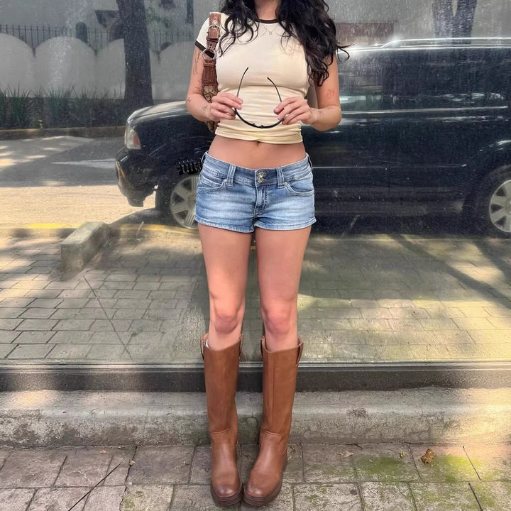 Ladies casual denim shorts with stylish details Lisslune