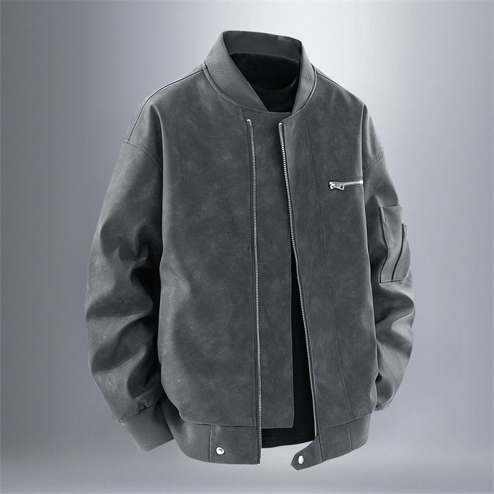 Men's Modern Synthetic Leather Jacket In Sporty Cut Lisslune
