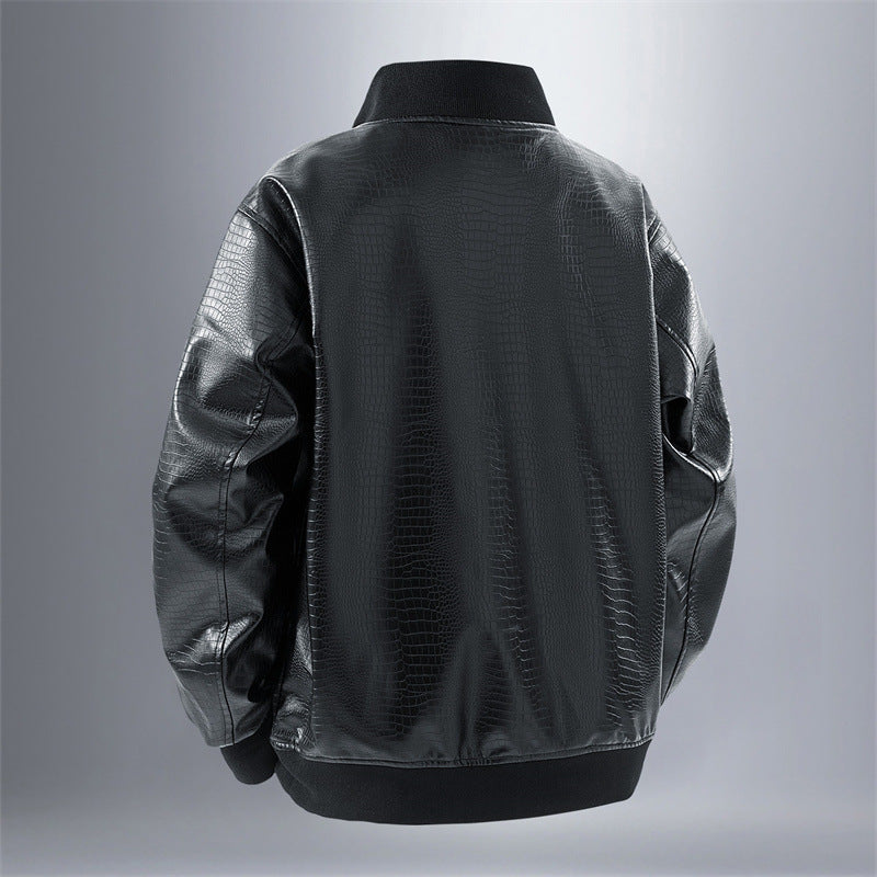 Men's Casual Synthetic Leather Jacket with Practical Pockets Lisslune