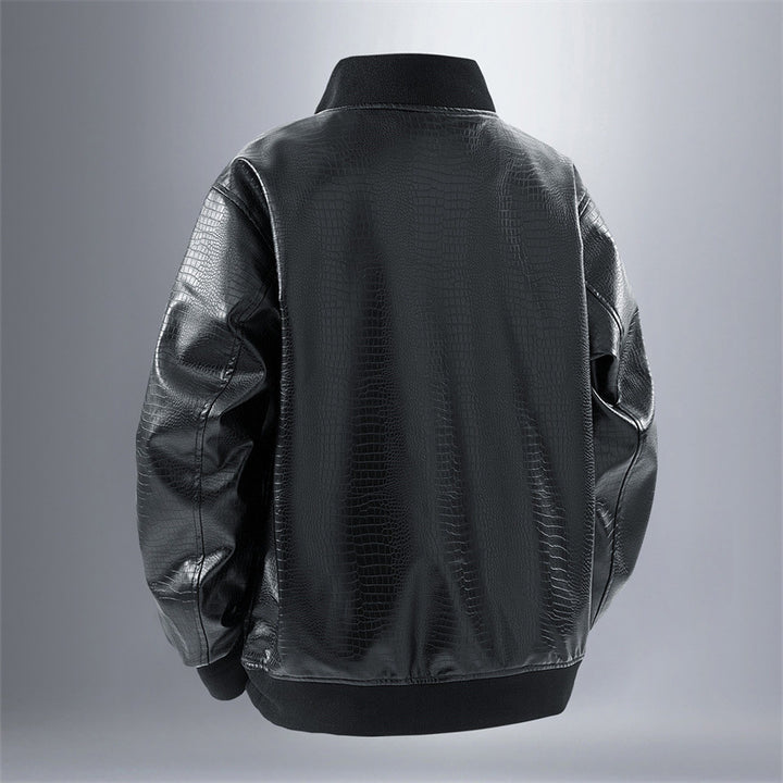 Men's Casual Synthetic Leather Jacket with Practical Pockets Lisslune