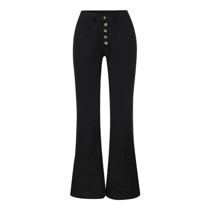 Damen Schlagjeans mit hohem Bund und retro Knopfdetails Lisslune