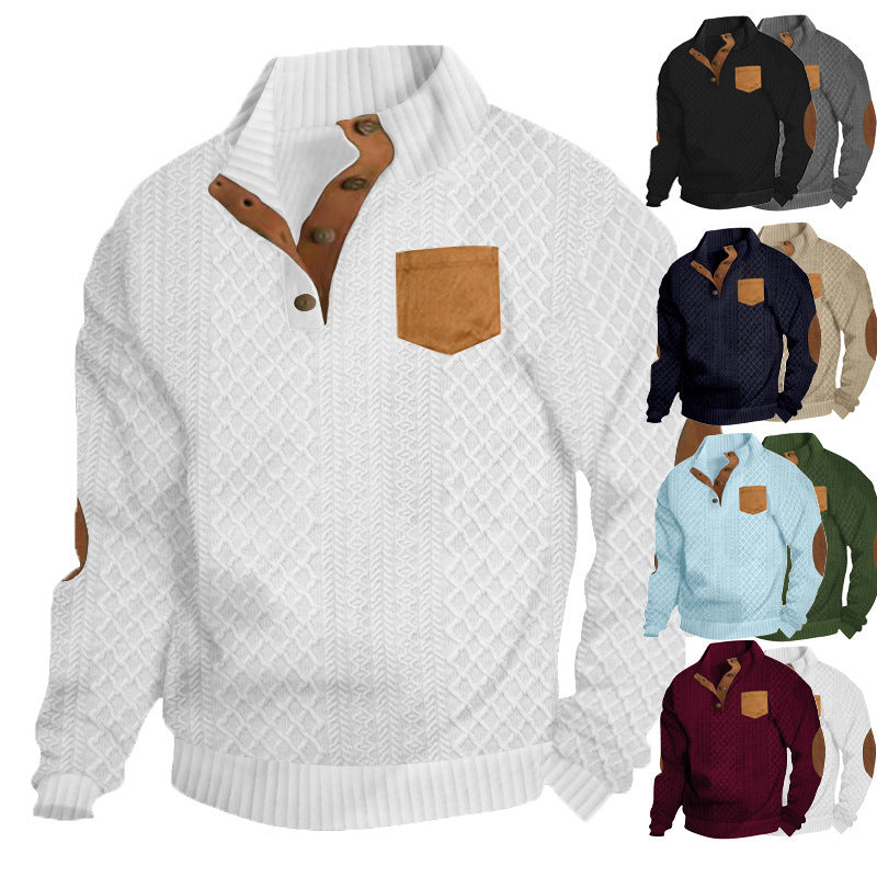 Men's chunky knit pullover with modern leather details Lisslune