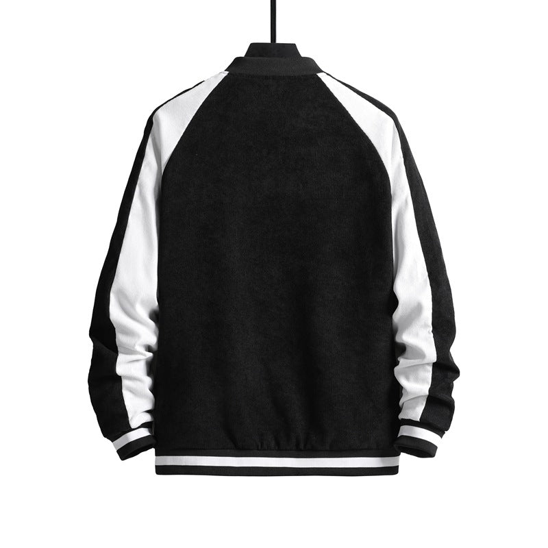 Men's Fashionable Leisure Jacket with Textured Surface and Contrast Sleeves Lisslune
