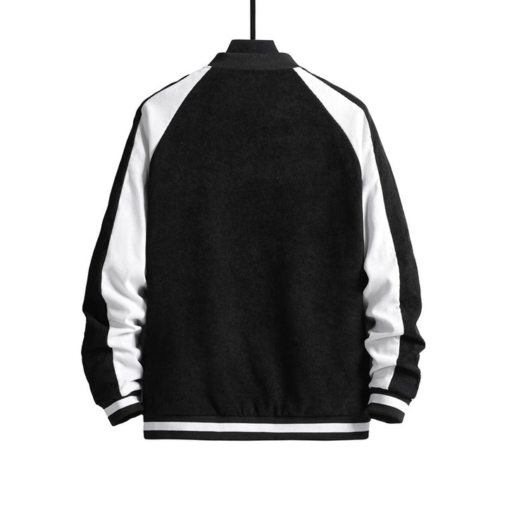 Men's Fashionable Leisure Jacket with Textured Surface and Contrast Sleeves Lisslune