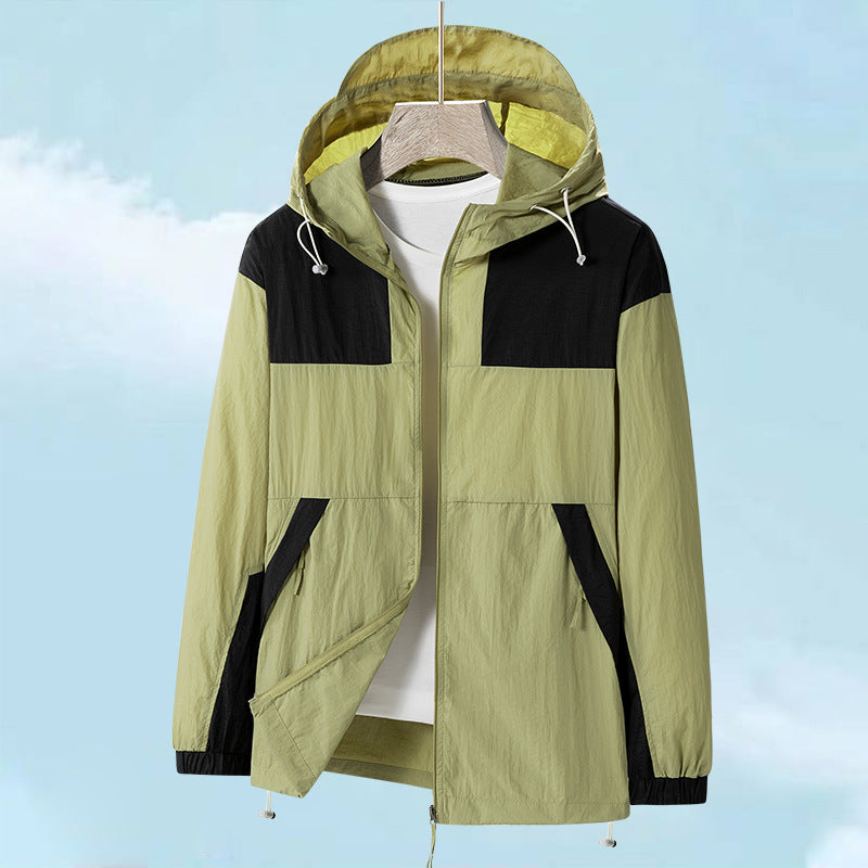 Men's Windbreaker Jacket with Adjustable Hood and Breathable Inserts Lisslune