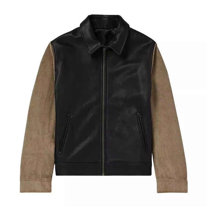 Men's fashionable transitional jacket with contrast sleeves and modern collar Lisslune