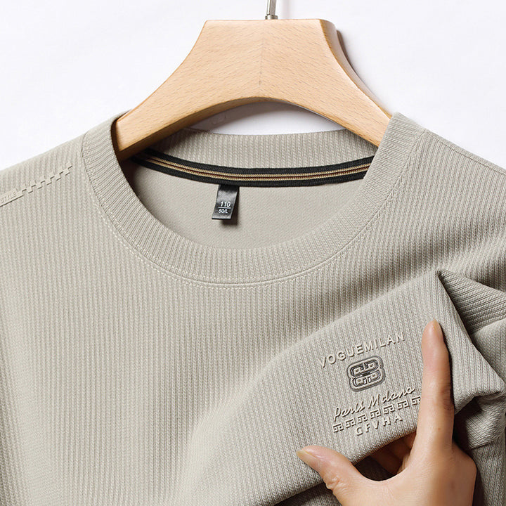 Men's Stylish Long Sleeve Sweater with Structured Rib Design Lisslune