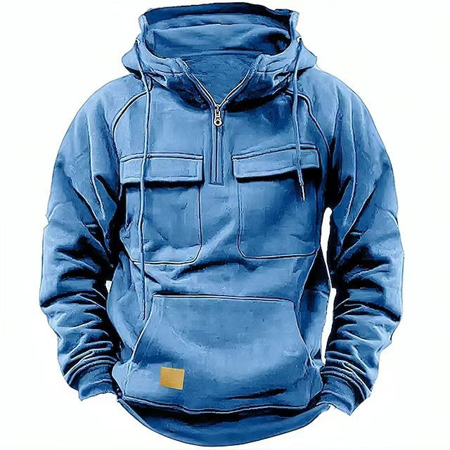 Men's hooded sweatshirt with practical pockets and full-length zipper Lisslune