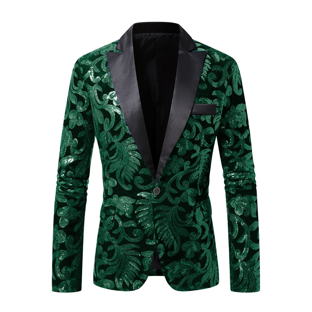Men's elegant velvet blazer with floral sequin patterns Lisslune