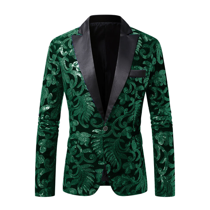 Men's elegant velvet blazer with floral sequin patterns Lisslune