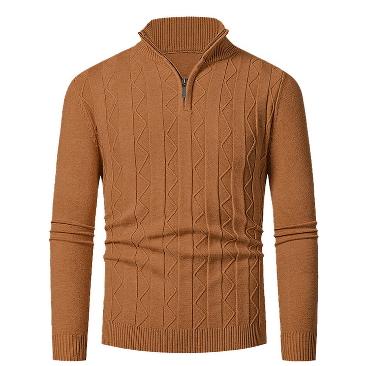 Men's knit sweater with stylish zipper and cable pattern Lisslune